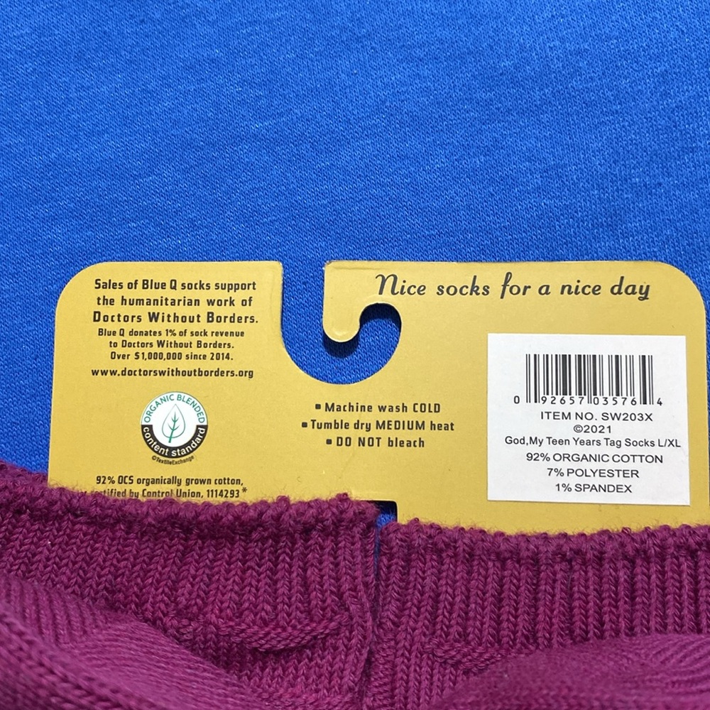 Blue Q Tag socks - Picture 3 of 3